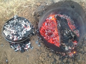 Roasting meat in Camp Oven